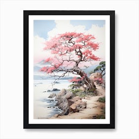 Okinawa Islands In Okinawa, Japanese Brush Painting, Ukiyo E, Minimal 4 Art Print