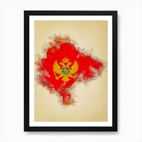 Montenegro Flag Vintage Art Print