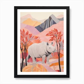 Pencil Crayon Inspired Rhino Art Print