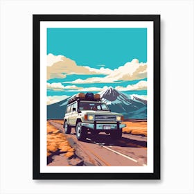 A Toyota Land Cruiser In The Andean Crossing Patagonia Illustration 1 Art Print