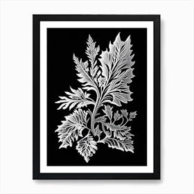 Wood Betony Leaf Linocut Art Print