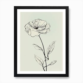 Line Art Marigold Flowers Illustration Neutral 11 Art Print