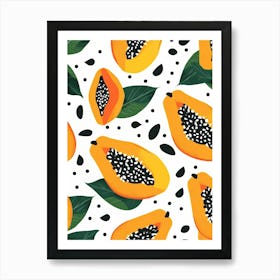 Seamless Pattern With Papaya 2 Art Print