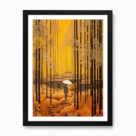 Bamboo Forest Japanese Illustration 4 Art Print
