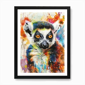 Lemur Colourful Watercolour 1 Art Print