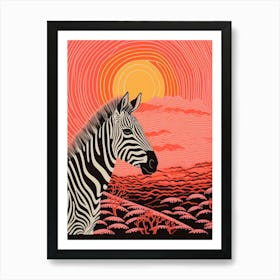 Zebra Orange & Pink Pattern 4 Art Print