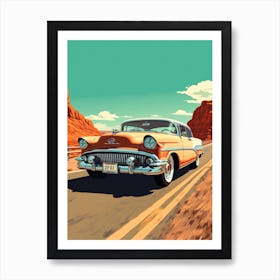 A Buick Regal Car In Route 66 Flat Illustration 4 Art Print