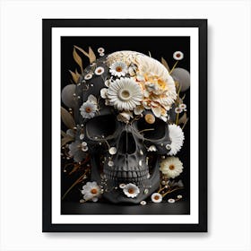 Floral skull 3D Art Print