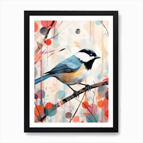 Bird Painting Collage Carolina Chickadee 3 Art Print