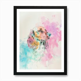 Irish Setter Pastel Line Watercolour Illustration  1 Art Print