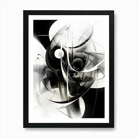 Quantum Entanglement Abstract Black And White 2 Art Print