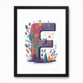 Colorful Letter F Illustration 66 Art Print