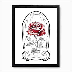 The Enchanted Rose (Beauty And The Beast) Fantasy Inspired Line Art 3 Art Print