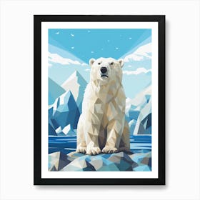white Polar Bear poly art Art Print