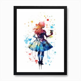 Alice In Wonderland Colourful Watercolour 2 Art Print