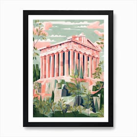 The Parthenon   Nashville, Usa   Cute Botanical Illustration Travel 2 Art Print