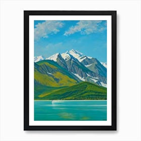 Jasper National Park Canada Blue Oil Painting 1  Art Print