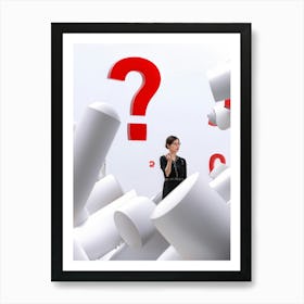 Abstract Human Concept Swirling In A Sea Of Confusion Marked By White Question Marks And Exclamation (5) Art Print