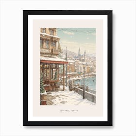 Vintage Winter Poster Istanbul Turkey 1 Art Print