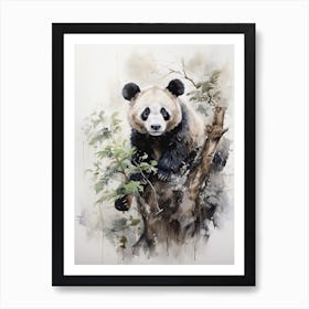 Panda, Japanese Brush Painting, Ukiyo E, Minimal 2 Art Print