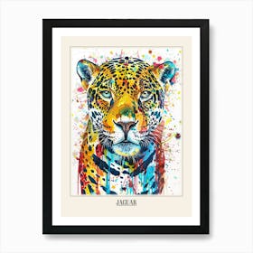 Jaguar Colourful Watercolour 4 Poster Art Print