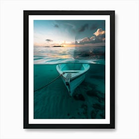 Sunk Photo of a Boat in Maldives Art Print