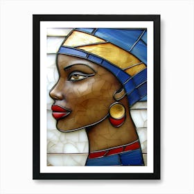 African Woman Stained Glass Art Print
