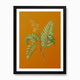 Vintage Peruvian Pepper Botanical on Sunset Orange n.0870 Art Print