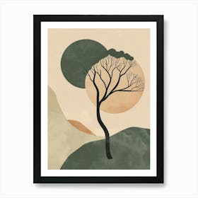 Ebony Tree Minimal Japandi Illustration 2 Art Print