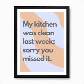 Kitchen Clean Wavy Typography Art Print