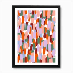 Abstract Paint Brush Strokes Multi Colour Art Print