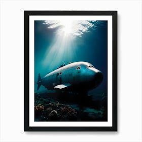 Underwater Plane-Reimagined Art Print