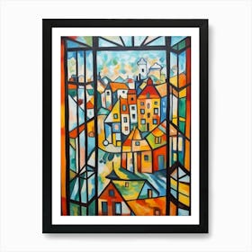 Window View Amsterdam Of In The Style Of Cubism 3 Art Print