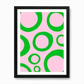 Green flying circles Art Print