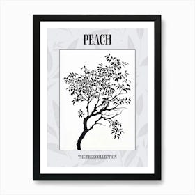 Peach Tree Simple Geometric Nature Stencil 3 Poster Art Print