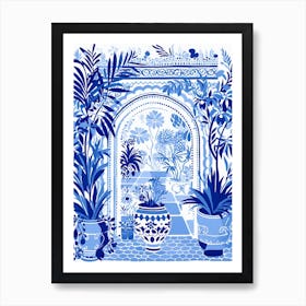 Jardin Majorelle Morocco Modern Blue Illustration 6 Art Print