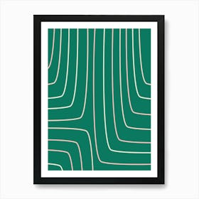 Modern Preppy Simple Abstract Line Art in Pink and Green Art Print