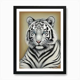 Vintage White Tiger Wildlife Poster