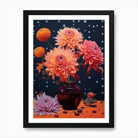 Surreal Florals Chrysanthemum 4 Flower Painting Art Print