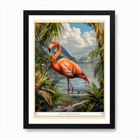 Greater Flamingo South America Chile Tropical Illustration 3 Poster Art Print
