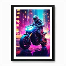 Motorcycle Rider In The City 1 Art Print