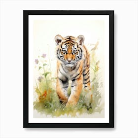 Tiger Illustration Painting Watercolour 1 Art Print