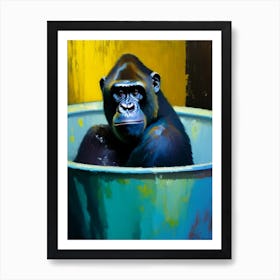 Gorilla In Bath Tub Gorillas Bright Neon 1 Art Print