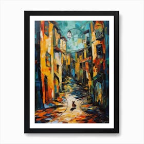 Painting Of Cape Town With A Cat In The Style Of Expressionism 3 Art Print