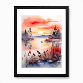 Sunset By The Lake 1 Art Print