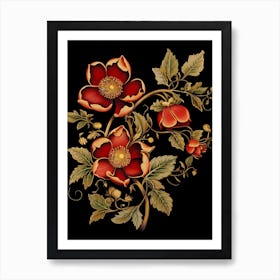 Christmas Rose 1 William Morris Style Winter Florals Art Print