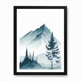 Mountain And Forest In Minimalist Watercolor Vertical Composition 107 Art Print