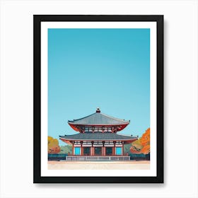 Todai Ji Temple Nara 3 Colourful Illustration Art Print