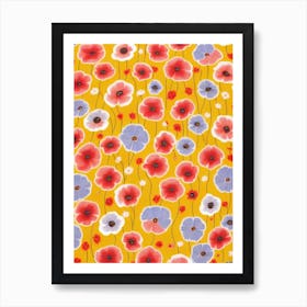 Poppy Floral Print Retro Pattern 2 Flower Art Print