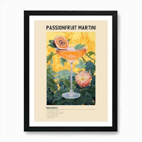 Passionfruit Martini Cocktail Ingredients Poster Art Print